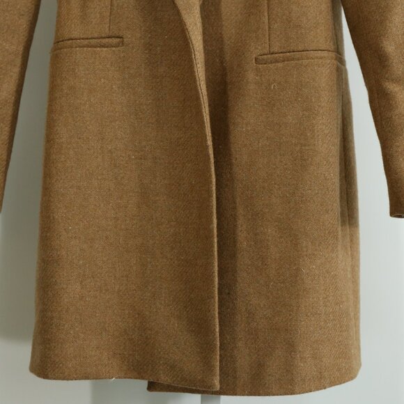 Zara Woman Camel Shetland Wool Long Coat Tailored Blazer Jacket Wool Blend small - Picture 3 of 9